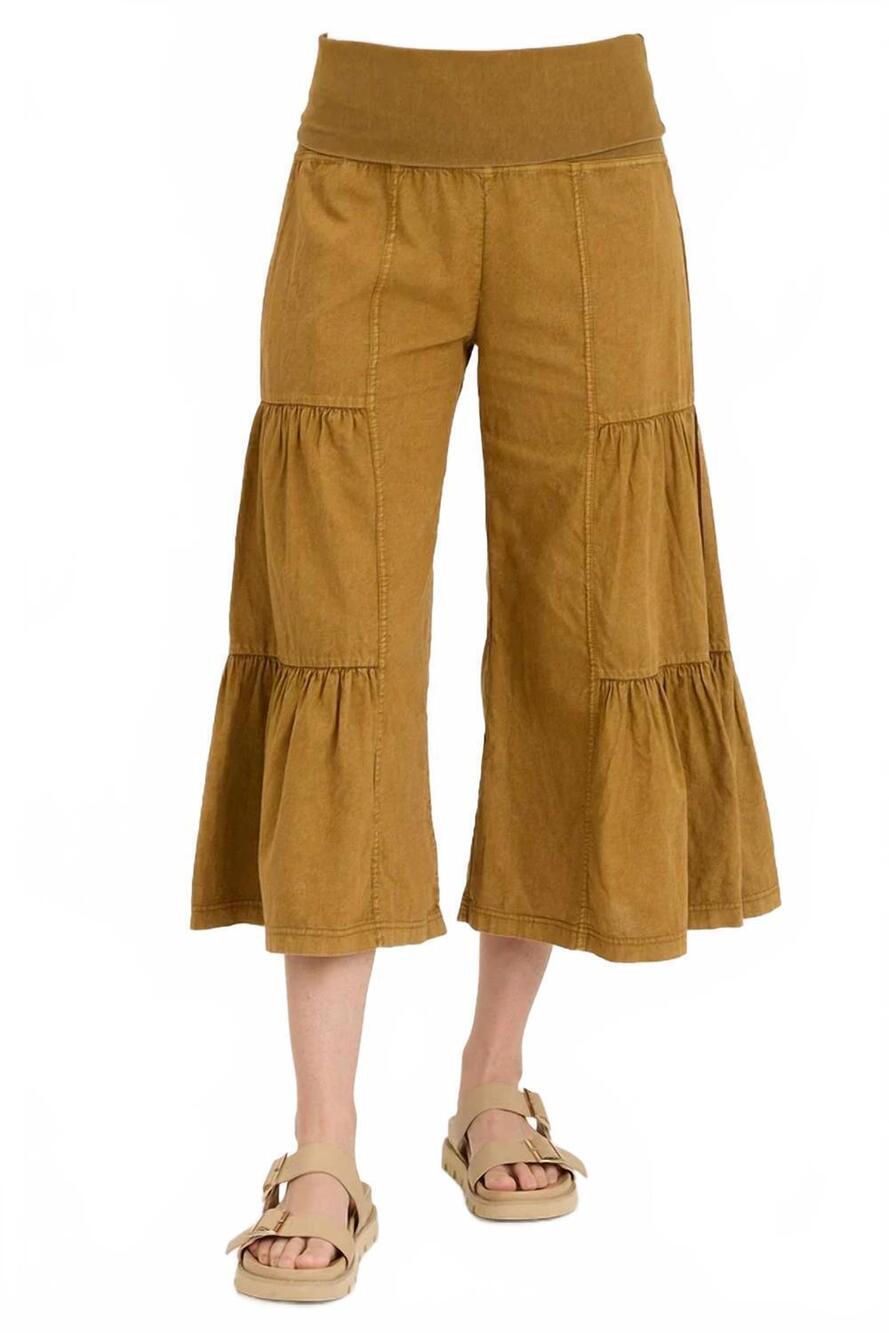 NEW XCVI linen side-tier palazzo pants in ochre